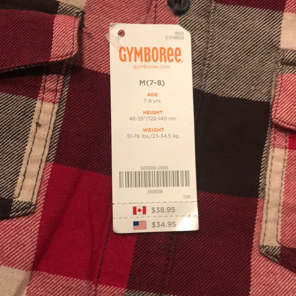 Gymboree flannel shirt fuzzy warm lining NWT M - Picture 2 of 8